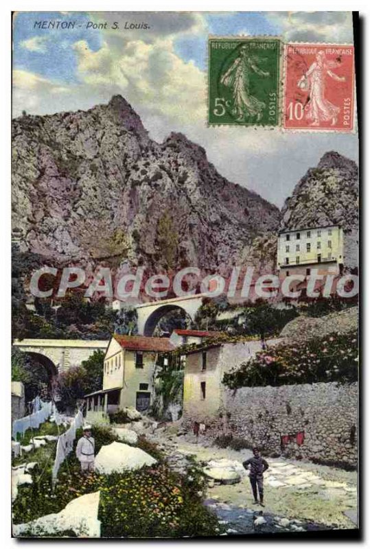 Postcard Menton Old Bridge St Louis