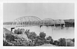 1940'S RPPC REAL PHOTO MISSOURI RIVER BRIDGE CHAMBERLAIN SOUTH DAKOTA POSTCARD