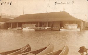 J71/ Cincinnati Ohio RPPC Postcard c1910 Flood Disaster Boat House  415