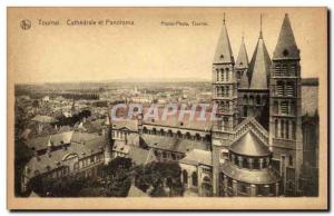 Old Postcard Belgium Tournai Cathedrale and panorama
