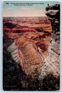 Grand Canyon Arizona AZ Postcard Across The Canyon From Grand View c1920 Antique
