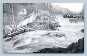 Upper Tumwater Falls Olympia Washington WA UNP B&W DB Postcard Q9
