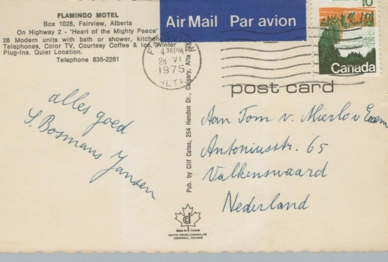 Canada Flamingo Motel Fairview Alberta Chrome Postcard 03.96 