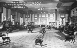 Mohonk Lake NY Mountain House The Main Parlor, Real Photo Postcard