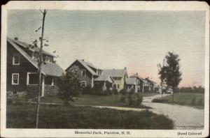 Plaistow NH Memorial Park Hand Colored Postcard