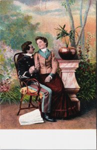 Romantic Couple In Love On Vintage Postcard C140