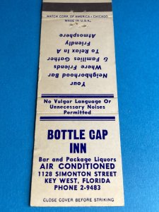 Vintage Matchbook Cover BOTTLE CAP INN Key West Florida MB148