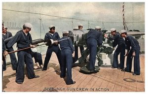 Five Men on Gun Crew Navy Postcard Gloucester Coal Co