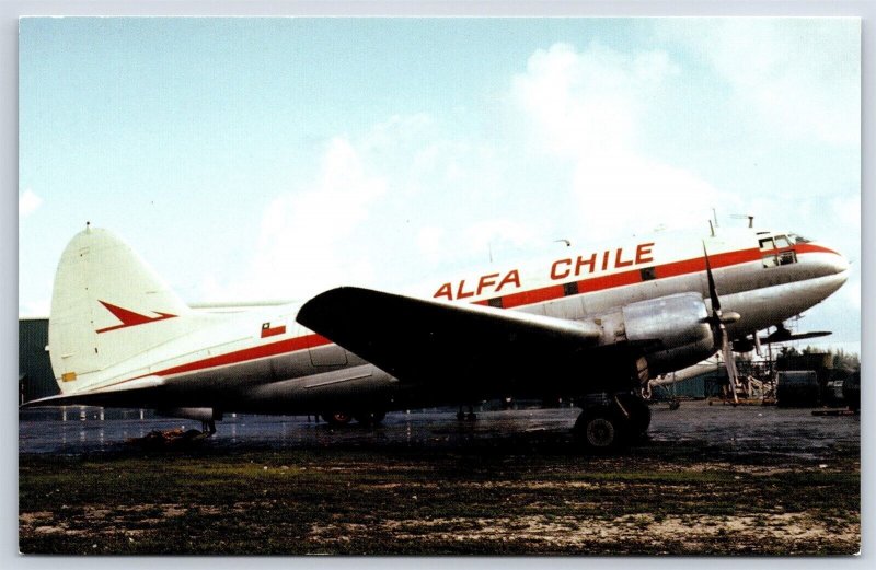 Airplane Postcard Alfa Chile Airlines Curtiss C-46 Commando EH11