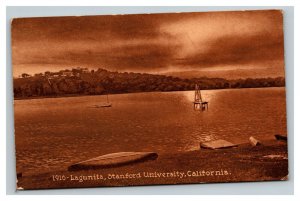 Vintage 1918 Postcard Canoes on Lake Lagunita Stanford University California