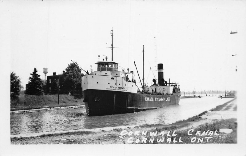 J83/ Ship Postcard RPPC c1940 Cornwall Ontario Canal Freighter  117