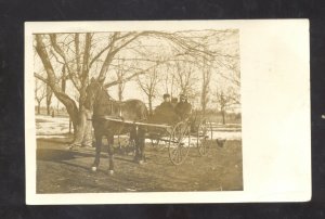 RPPC GIBBON NEBRASKA HORSE DRAWN BUGGY RULLERTON NEBR. HALL REAL PHOTO POSTCARD