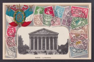 FRANCE, Postcard, Paris, Embossed Stamps, La Madeleine