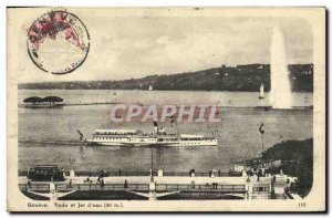 Old Postcard Geneva Rade and water jet boat