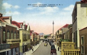 curacao, N.W.I., WILLEMSTAD, Main Street Otrabanda 1930s Kropp 4481N Postcard (1