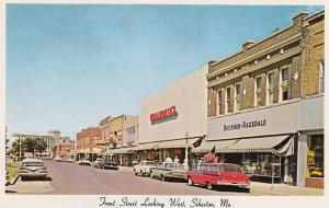 SIKESTON MO POSTCARD FRONT STREET 1960s BUCKNER-RAGSDALE WOLWORTH'S CARS