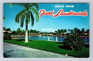 Fort Lauderdale FL - Florida, Greetings, Scenic Lake, Chrome, c1969, Postcard 