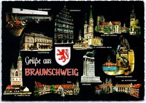 VINTAGE POSTCARD CONTINENTAL SIZE GREETINGS SCENES FROM BRAUNSCHWEIG GERMANY