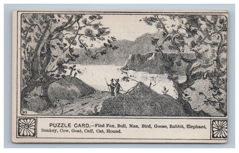 Victorian Trade Card Puzzle Find Hidden Animals Highlands CO Coal Company Fox 