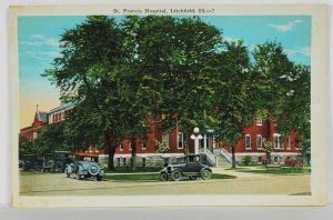 Litchfield Illinois St Francis Hospital Early Autos Postcard S1