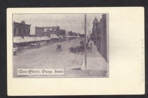 OSAGE IOWA DOWNTOWN MAIN STREET SCENE HORSE ( BUGGY VINTAGE POSTCARD