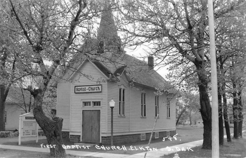 Elkton South Dakota First Baptist Church Real Photo Antique Postcard K98637