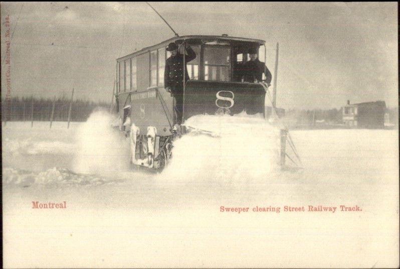 Montreal Snowplow Sweeper Clearing Street Railway Track c1910 Postcard