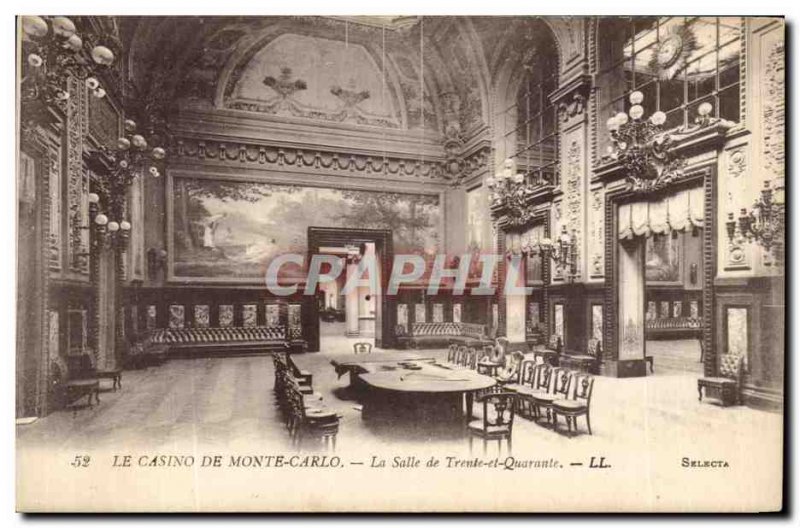 Postcard Old Casino De Monte Carlo La Salle Thirty Forty