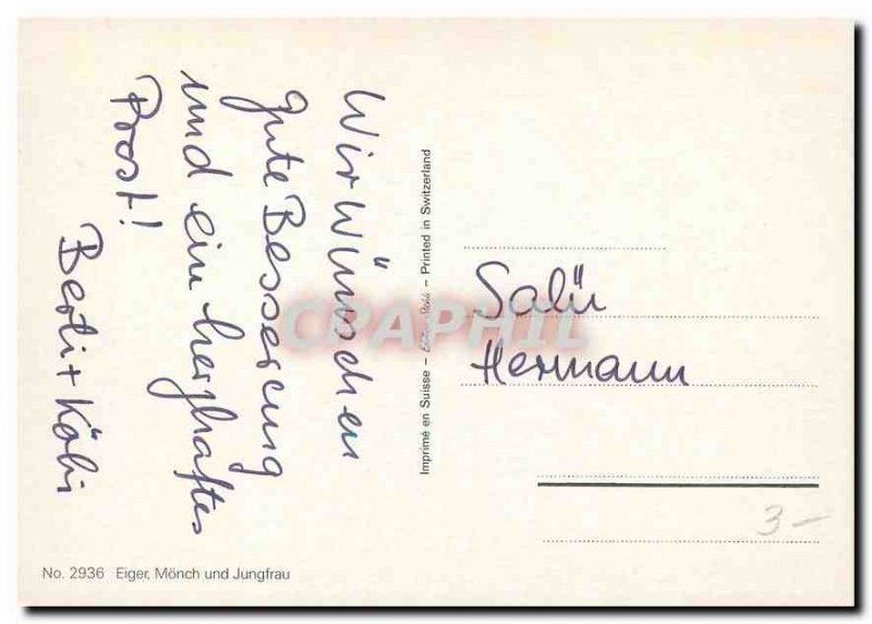 Postcard Modern Eiger Monch und Jungfrau