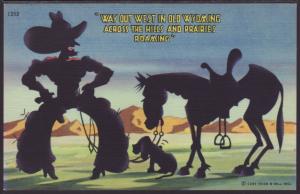 Way Out West in WY,Cowboy,Comic Postcard