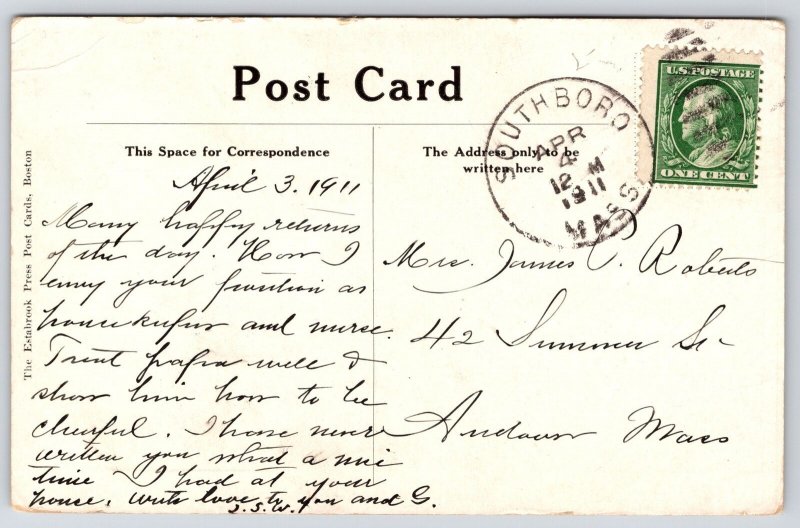 1911 Saint Marck's Church Southboro Massachusetts Plants View Posted Postcard