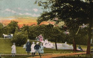 Vintage Postcard 1909 Scene In City Park Escanaba Michigan St. Paul Souvenir Co.