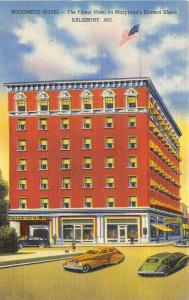 Salisbury Maryland 1940s Linen Postcard Wicomico Hotel