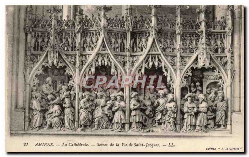 Old Postcard Amiens Cathedral Scenes From The Life Of Saint Jacques