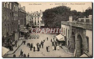 Postcard Old Saint Malo Place Chateaubriand