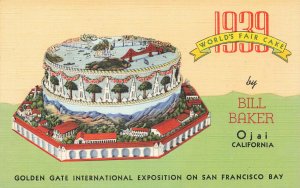 1939 Golden Gate International Expo. Fruit Cake Curt Tech Linen Postcard