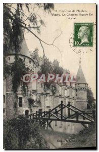 Old Postcard surroundings Meaulan Vigny Le Chateau frontage East