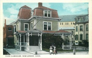 Postcard Connecticut New London Elks Clubhouse roadside 23-4381