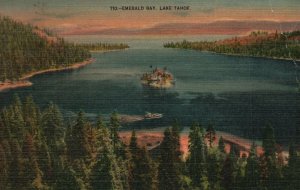 Vintage Postcard1948 Emerald Bay Lake Tahoe California CA Nature Tone Views