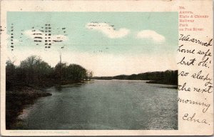 Aurora Elgin and Chicago Railway Park on Fox River IL Postcard PC112