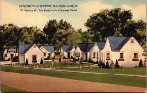 Linen Postcard Crescent Tourist Court on Highway 65 in Branson, Missouri