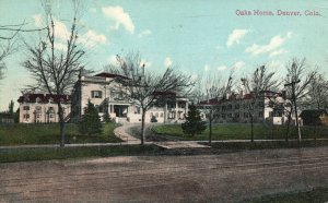 Vintage Postcard Oaks Home Roadway Houses Landmarks Denver Colorado CO