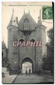 Old Postcard Villeneuve sur Yonne door side exterior Sens
