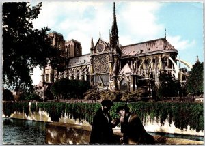 Notre Dame View Of The Quay Paris France Parish Church Postcard