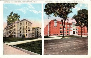 Central High School Springfield Mass Commerical WB Antique Postcard Divided UNP 
