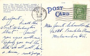 Cherry Street Macon Georgia 1938 linen postcard