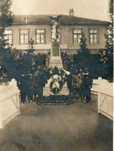 World War 1 Czechoslovakia RPPC Real Photo Soldiers Monument Uniforms to U.S. F1