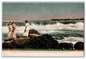 c1910s Rapids Horshoe Falls From Three Sister Islands Niagara Falls NY Postcard