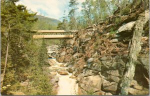 Postcard NH White Mountains - Sentinel Pine Bridge At the Pool Franconia Notch