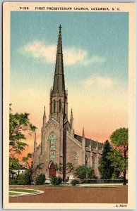 First Presbyterian Church Columbia South Carolina Grounds Trees View Postcard 